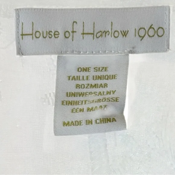 House of Harlow 1960 White Daisy Cotton Tie-Front Shrug Cover-Up One Size - Picture 2 of 8